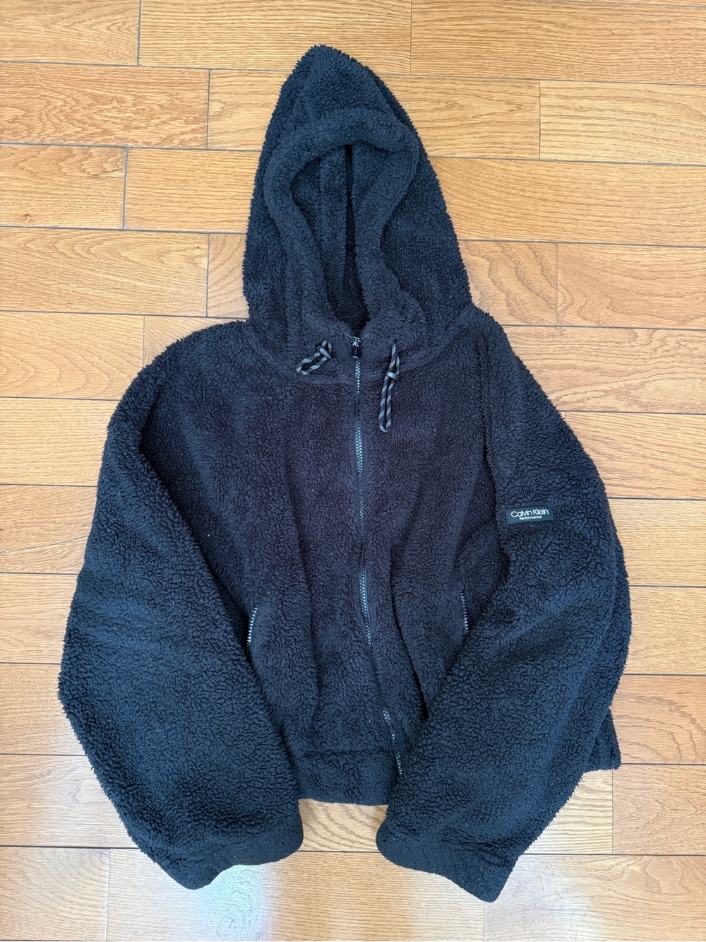 Calvin Klein Black Sherpa Zip-Up Hoodie Jacket
